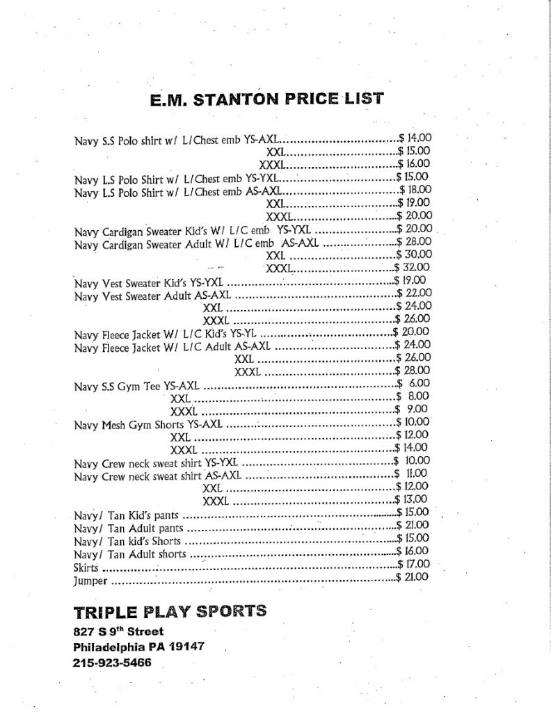 Uniform Policy Edwin M. Stanton School