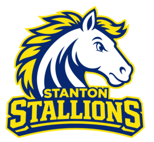 Stanton Stallions logo featuring a stylized horse head above bold lettering in blue and yellow school colors.